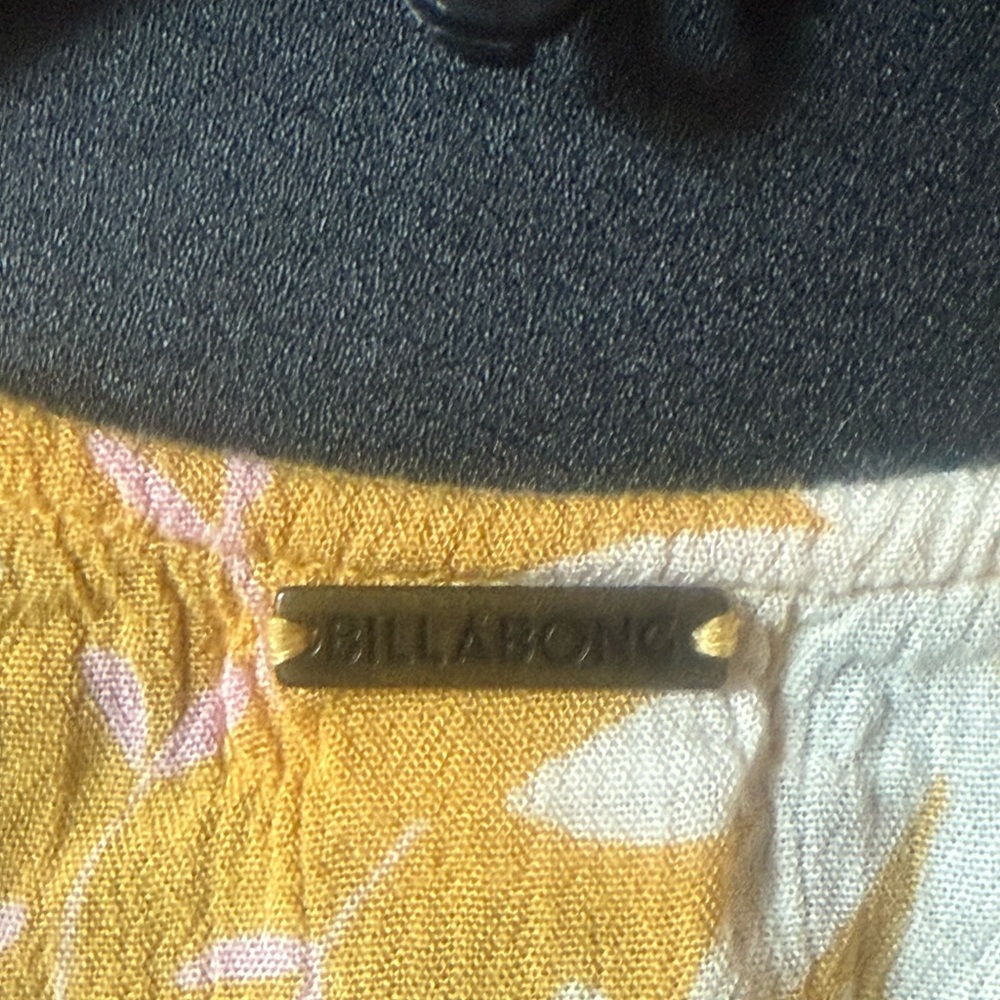 Billabong Yellow and White Floral Ruffle Front Tie Spring Mini Dress - Picture 6 of 6